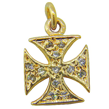 Colgante Cruz alemana con piedra platabella enchapado amarillo